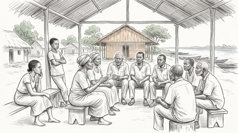 Illustration : esprit critique - palabre traditionnelle lokele